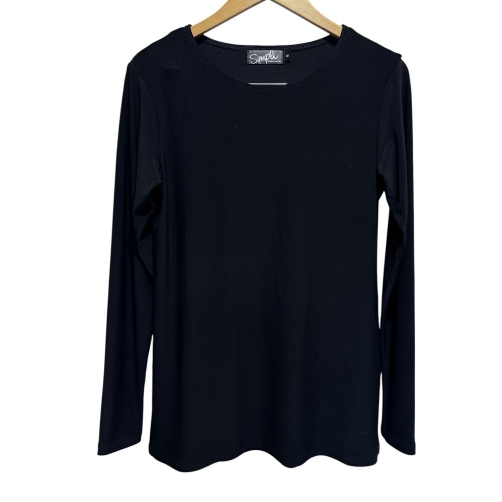 Sympli Black Scoop Neck Long Sleeve Shirt Size 6